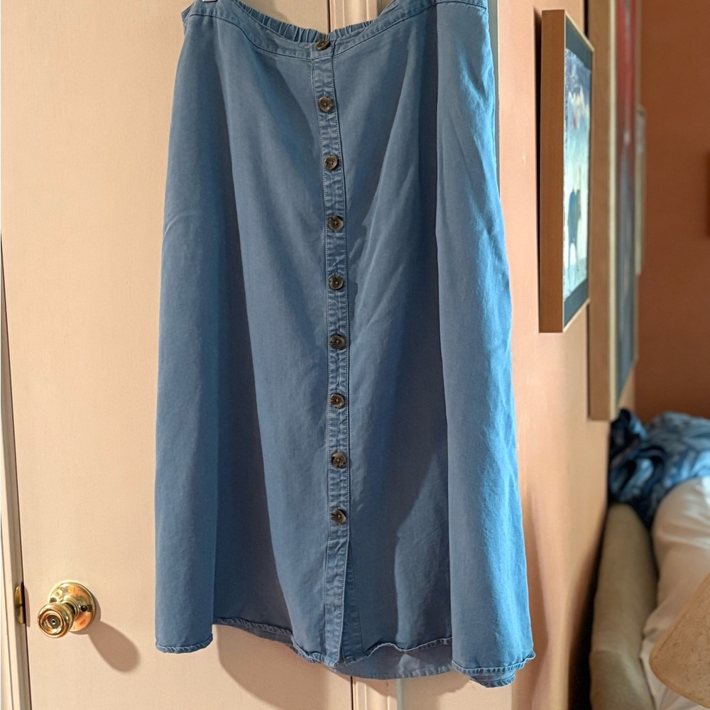 Coldwater Creek Sky Blue Button-Down Midi Skirt